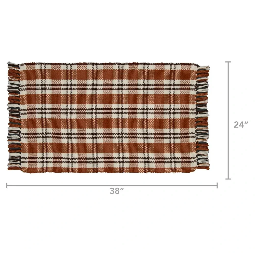 My Texas House Taupe Plaid Indoor/Outdoor Layering Rug, 24x38, Halloween Decor